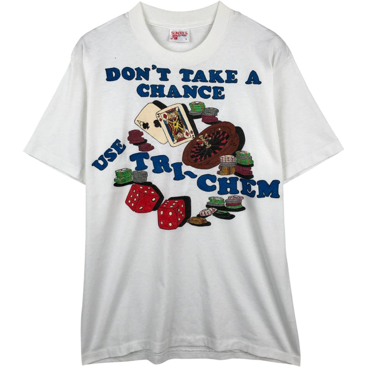 90'S SUNBELT Paint Print T-Shirt, Made in USA, Men's Size L (Equivalent), Vintage cotton white type Vintage Second Hand