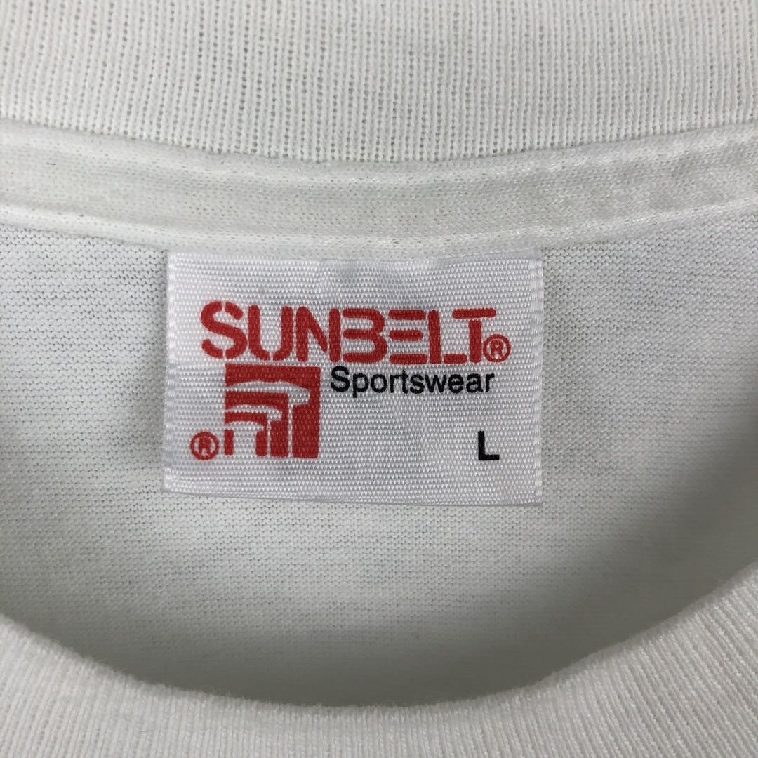 90'S SUNBELT Paint Print T-Shirt, Made in USA, Men's Size L (Equivalent), Vintage cotton white type Vintage Second Hand