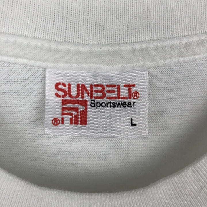 90'S SUNBELT Paint Print T-Shirt, Made in USA, Men's Size L (Equivalent), Vintage cotton white type Vintage Second Hand