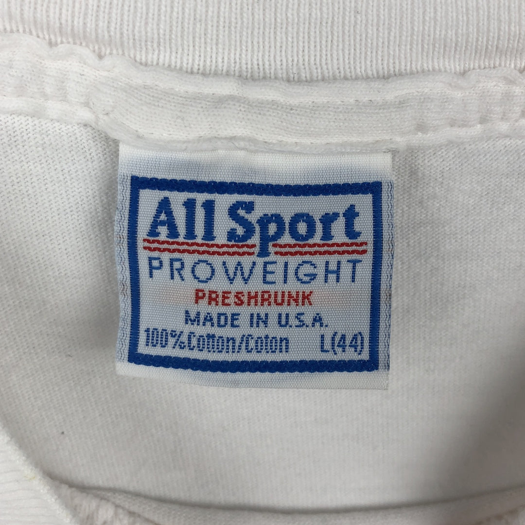 90'S AllSport LESLIE MCGUIRK Art T-Shirt, Made in USA, Men's Size L (Equivalent), Vintage cotton white type Vintage Second Hand