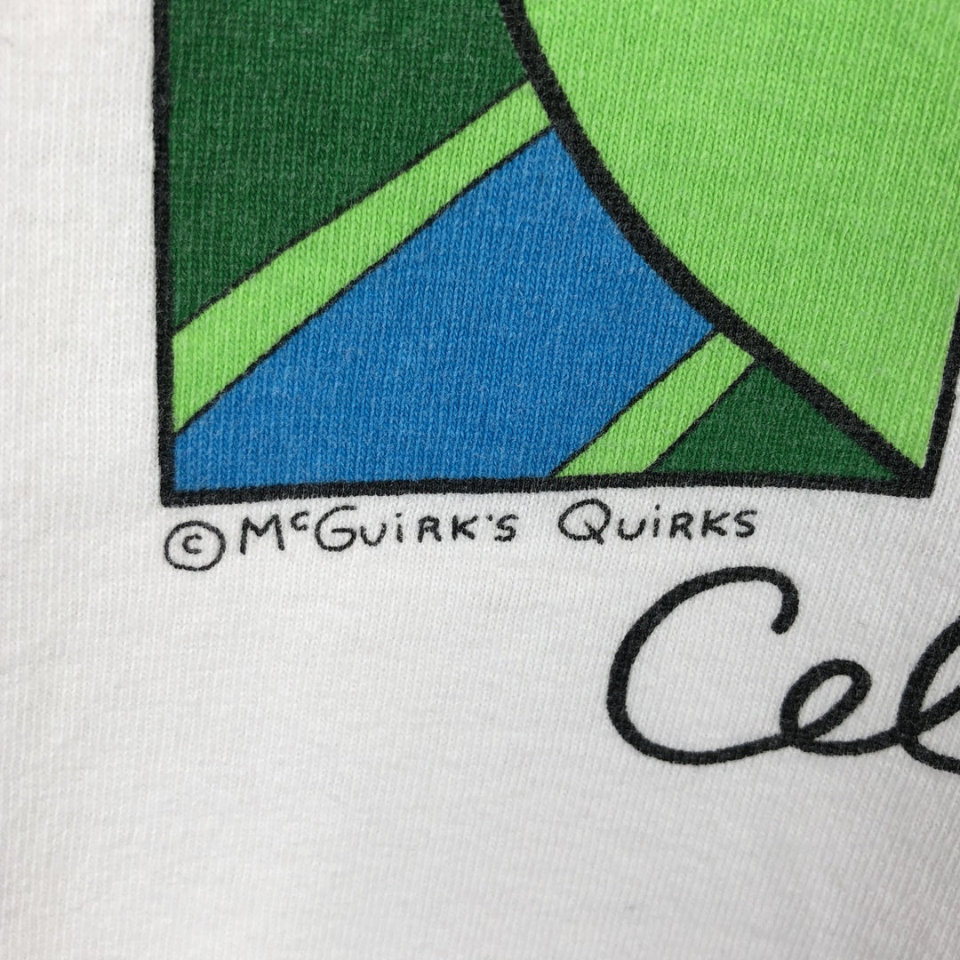 90'S AllSport LESLIE MCGUIRK Art T-Shirt, Made in USA, Men's Size L (Equivalent), Vintage cotton white type Vintage Second Hand