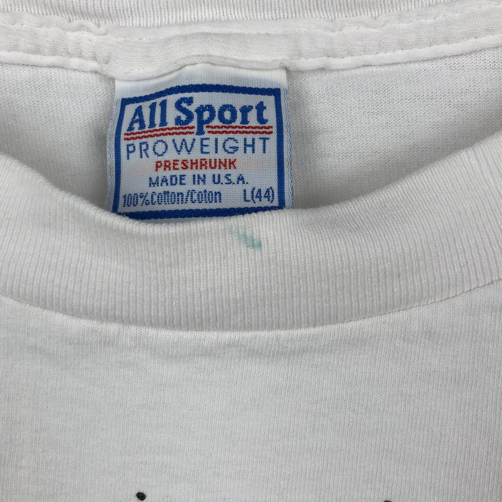 90'S AllSport LESLIE MCGUIRK Art T-Shirt, Made in USA, Men's Size L (Equivalent), Vintage cotton white type Vintage Second Hand