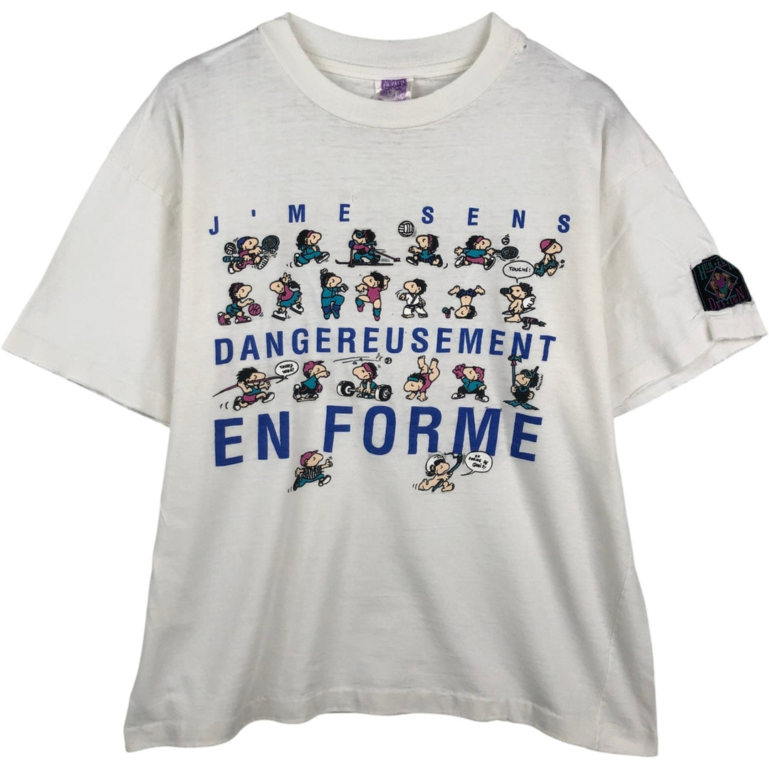 90'S HUMEUR DESIGN Printed T-Shirt, Men's Size M (approx.), Vintage cotton white type Vintage Second Hand