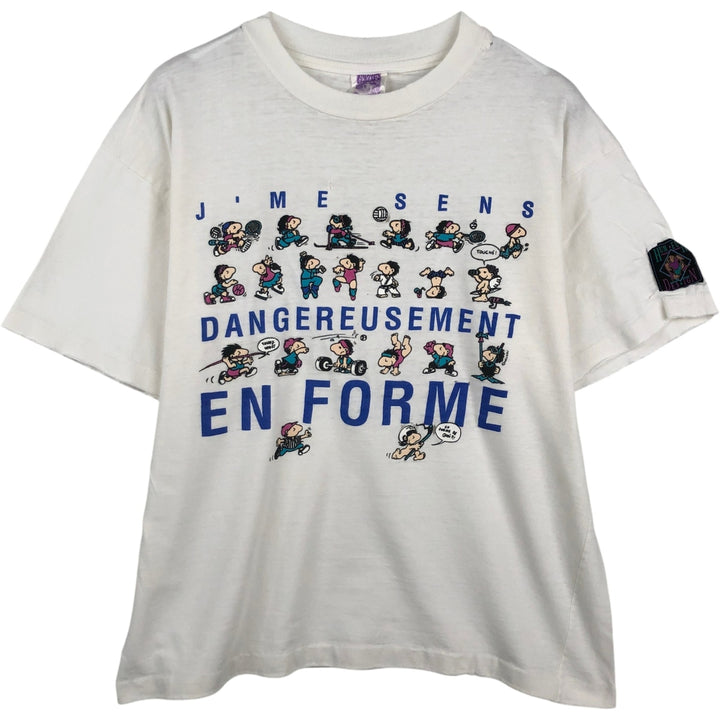 90'S HUMEUR DESIGN Printed T-Shirt, Men's Size M (approx.), Vintage cotton white type Vintage Second Hand
