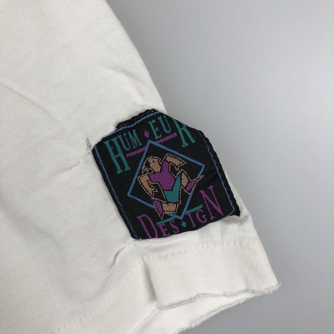 90'S HUMEUR DESIGN Printed T-Shirt, Men's Size M (approx.), Vintage cotton white type Vintage Second Hand