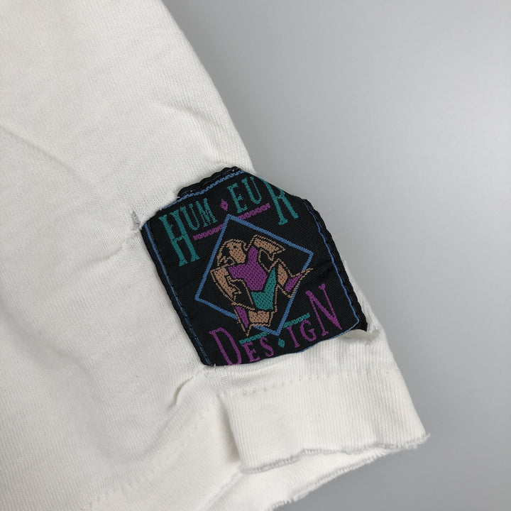 90'S HUMEUR DESIGN Printed T-Shirt, Men's Size M (approx.), Vintage cotton white type Vintage Second Hand
