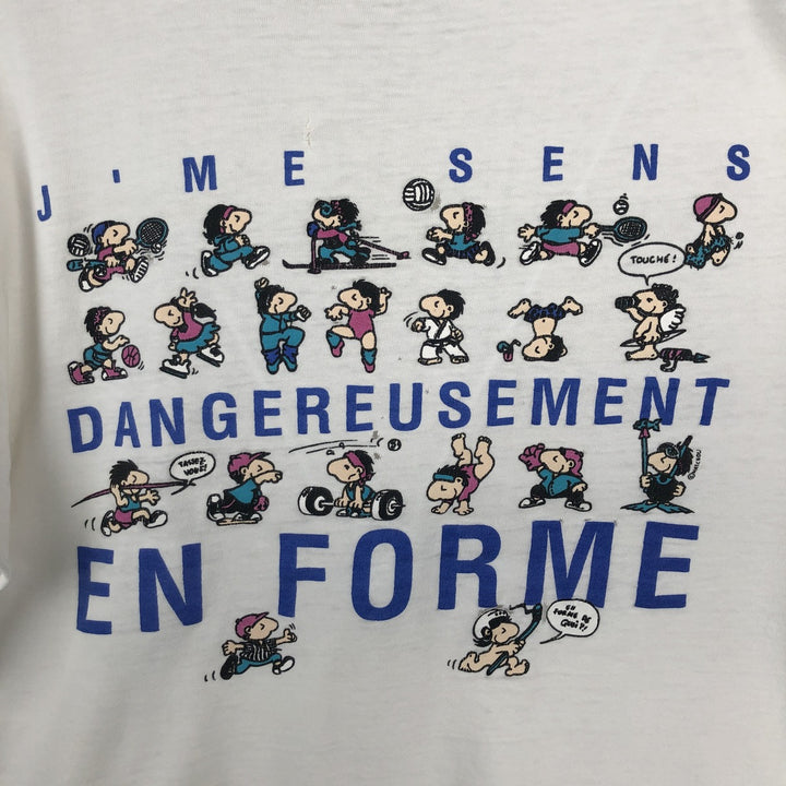 90'S HUMEUR DESIGN Printed T-Shirt, Men's Size M (approx.), Vintage cotton white type Vintage Second Hand