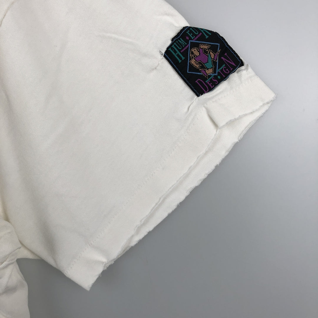 90'S HUMEUR DESIGN Printed T-Shirt, Men's Size M (approx.), Vintage cotton white type Vintage Second Hand