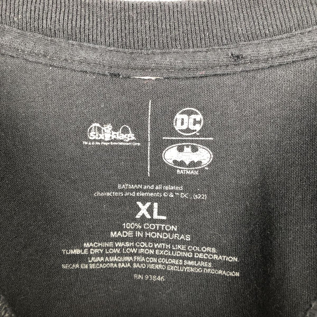 Six Flags BATMAN Joker Character Print T-Shirt (Men's XL equivalent) cotton black type Vintage Second Hand
