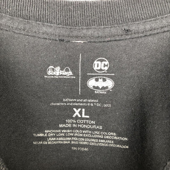 Six Flags BATMAN Joker Character Print T-Shirt (Men's XL equivalent) cotton black type Vintage Second Hand