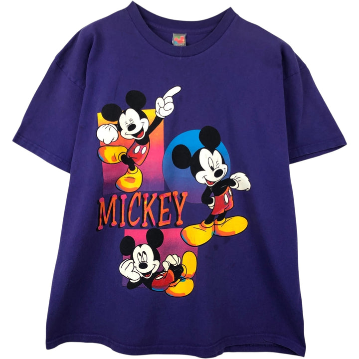 Mickey Unlimited MICKEY MOUSE Mickey Mouse Character Print T-Shirt (Men's Size L) cotton purple type Vintage Second Hand