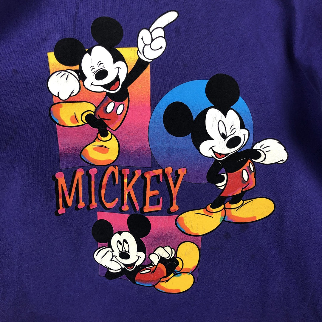 Mickey Unlimited MICKEY MOUSE Mickey Mouse Character Print T-Shirt (Men's Size L) cotton purple type Vintage Second Hand