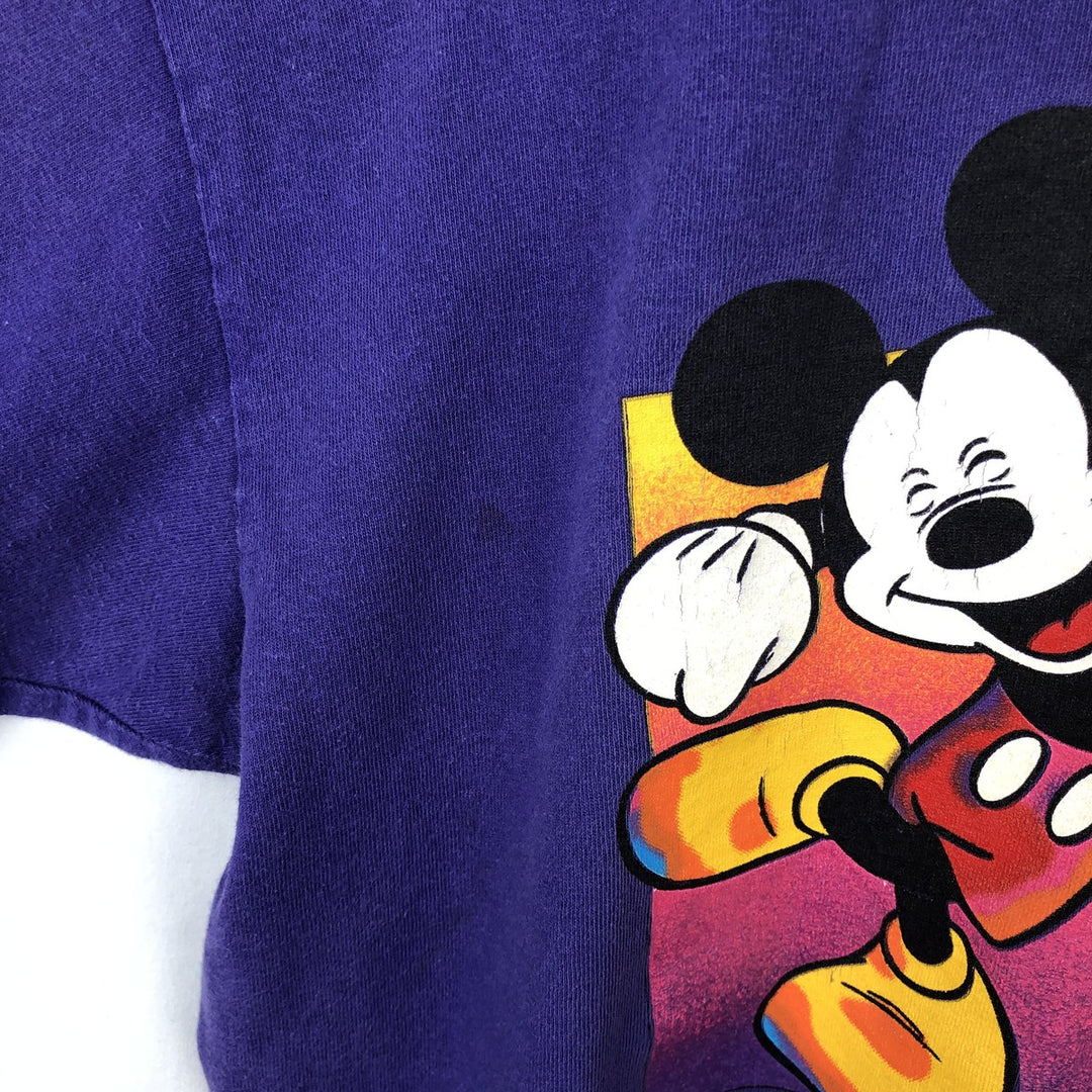 Mickey Unlimited MICKEY MOUSE Mickey Mouse Character Print T-Shirt (Men's Size L) cotton purple type Vintage Second Hand