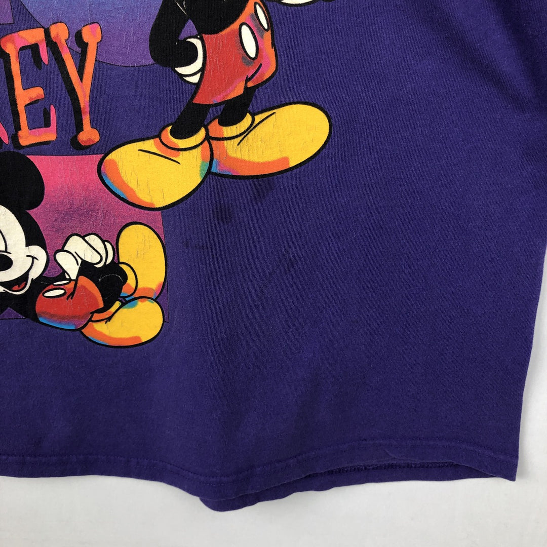 Mickey Unlimited MICKEY MOUSE Mickey Mouse Character Print T-Shirt (Men's Size L) cotton purple type Vintage Second Hand