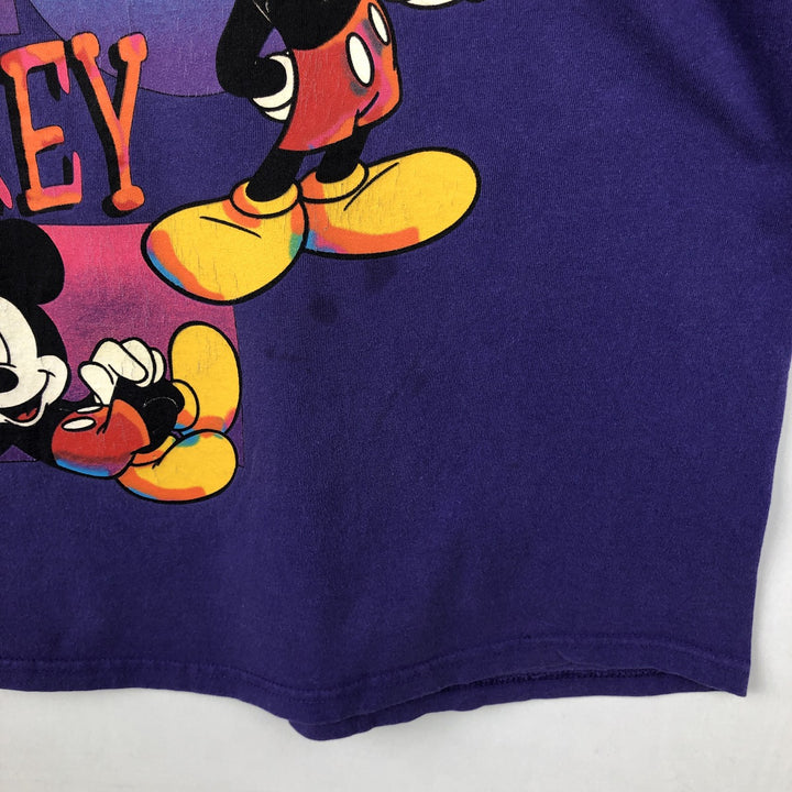Mickey Unlimited MICKEY MOUSE Mickey Mouse Character Print T-Shirt (Men's Size L) cotton purple type Vintage Second Hand