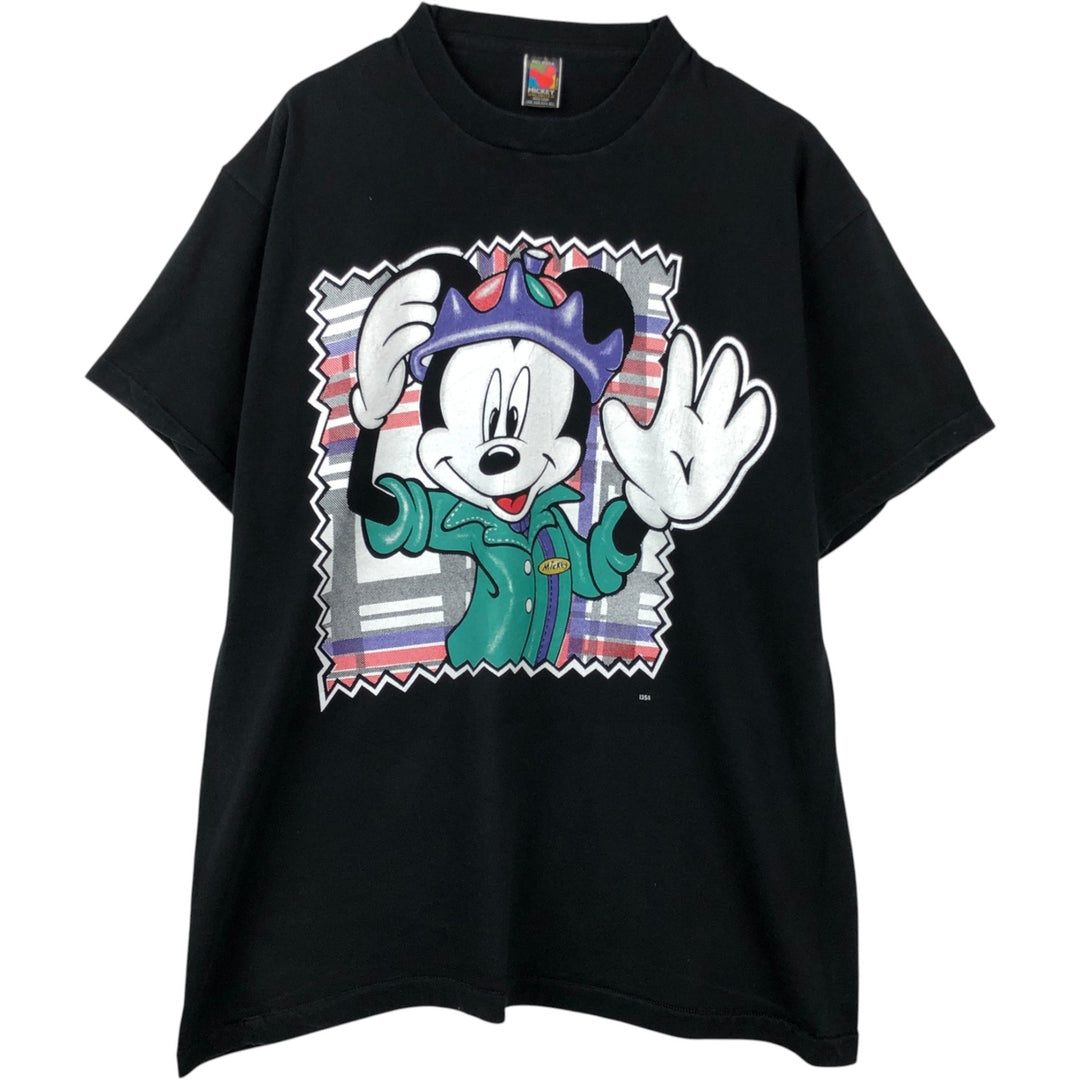 90'S Mickey Unlimited MICKEY MOUSE Character Print T-Shirt, Made in USA, Men's XL equivalent, Vintage cotton black type Vintage Second Hand