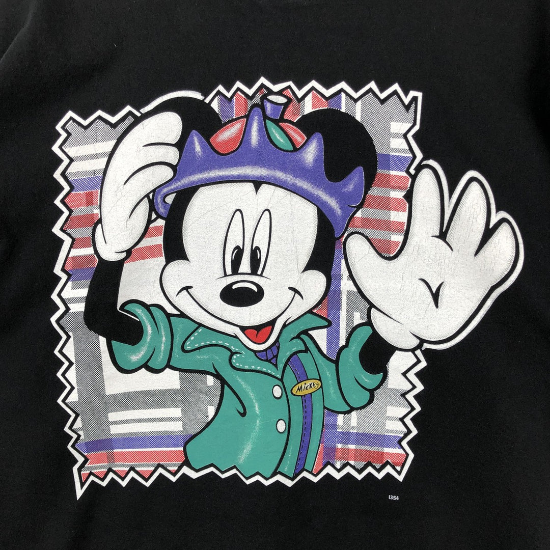 90'S Mickey Unlimited MICKEY MOUSE Character Print T-Shirt, Made in USA, Men's XL equivalent, Vintage cotton black type Vintage Second Hand