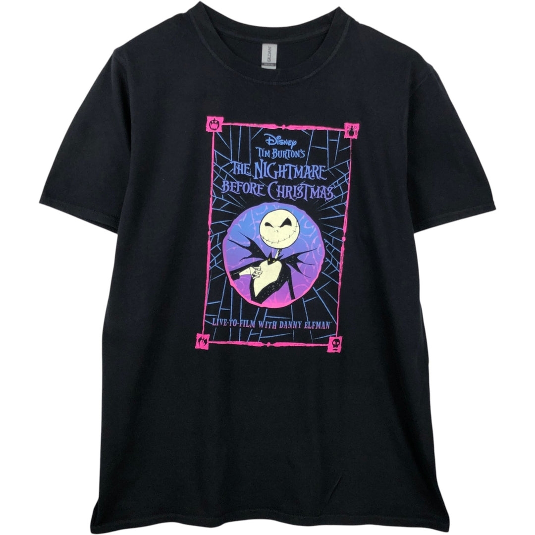 Gildan THE NIGHTMARE BEFORE CHRISTMAS Character Print T-Shirt (Men's Size L) cotton black type Vintage Second Hand