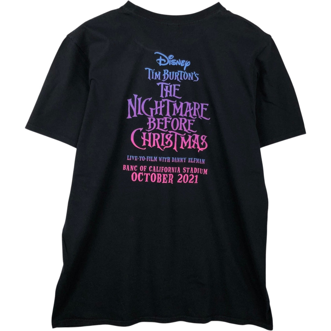 Gildan THE NIGHTMARE BEFORE CHRISTMAS Character Print T-Shirt (Men's Size L) cotton black type Vintage Second Hand