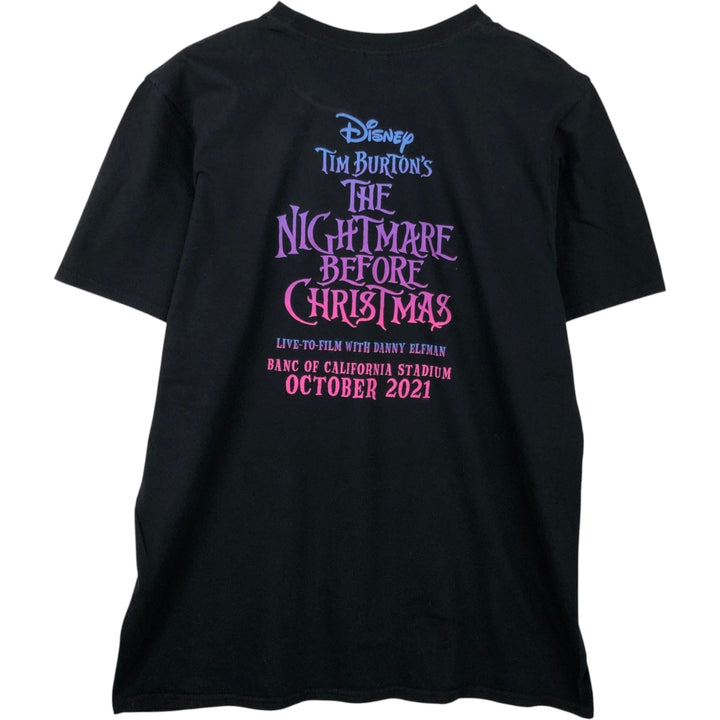 Gildan THE NIGHTMARE BEFORE CHRISTMAS Character Print T-Shirt (Men's Size L) cotton black type Vintage Second Hand
