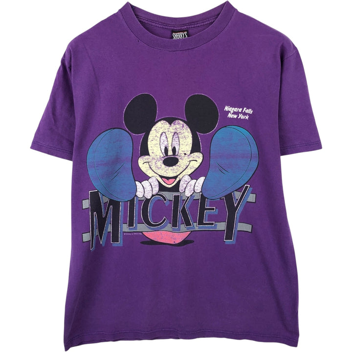90'S Sherry's Best MICKEY MOUSE Mickey Mouse Character Print T-Shirt, Made in USA, Men's Size L (Equivalent), Vintage cotton purple type Vintage Second Hand