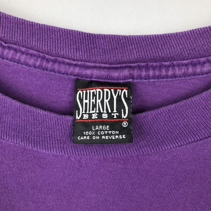 90'S Sherry's Best MICKEY MOUSE Mickey Mouse Character Print T-Shirt, Made in USA, Men's Size L (Equivalent), Vintage cotton purple type Vintage Second Hand