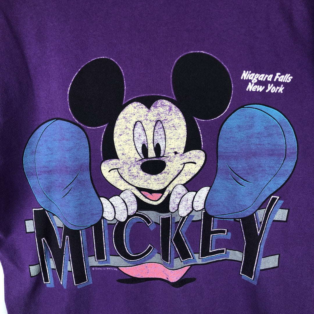 90'S Sherry's Best MICKEY MOUSE Mickey Mouse Character Print T-Shirt, Made in USA, Men's Size L (Equivalent), Vintage cotton purple type Vintage Second Hand