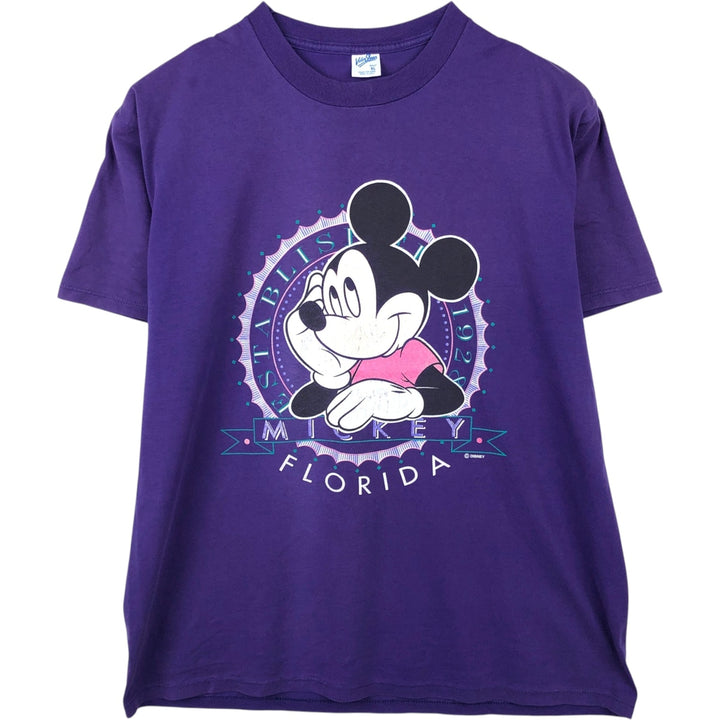 80'S Velva Sheen Mickey Mouse Character Print T-Shirt, Made in USA, Men's XL (approx.) Vintage polyester purple type Vintage Second Hand