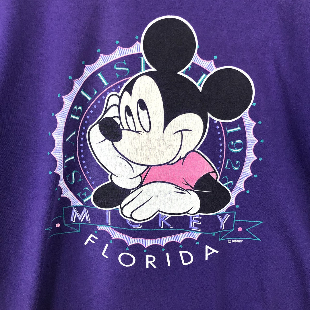80'S Velva Sheen Mickey Mouse Character Print T-Shirt, Made in USA, Men's XL (approx.) Vintage polyester purple type Vintage Second Hand