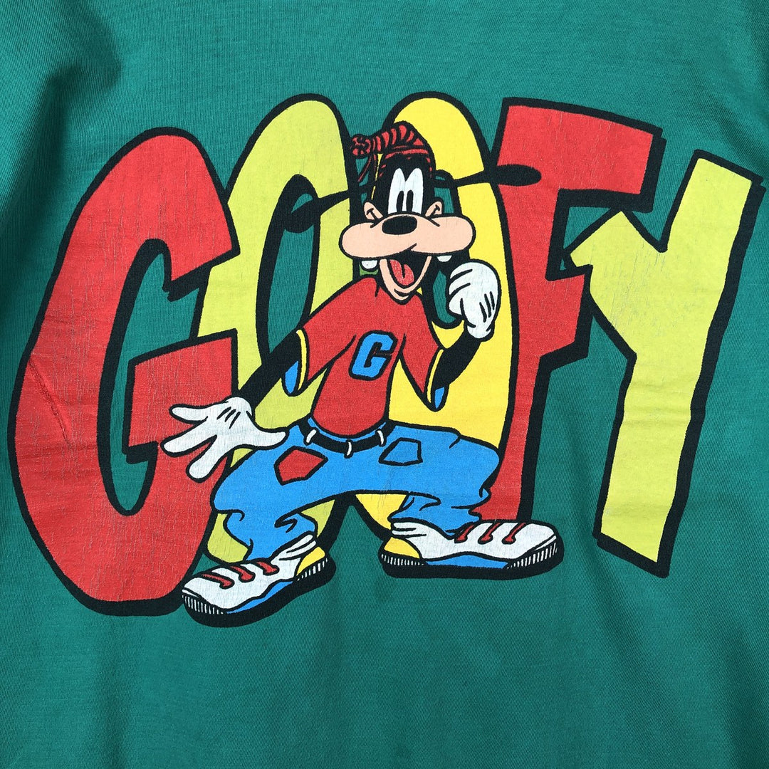 90'S MICKEY UNLIMITED GOOFY character print T-shirt, men's size M equivalent, vintage. cotton green type Vintage Second Hand
