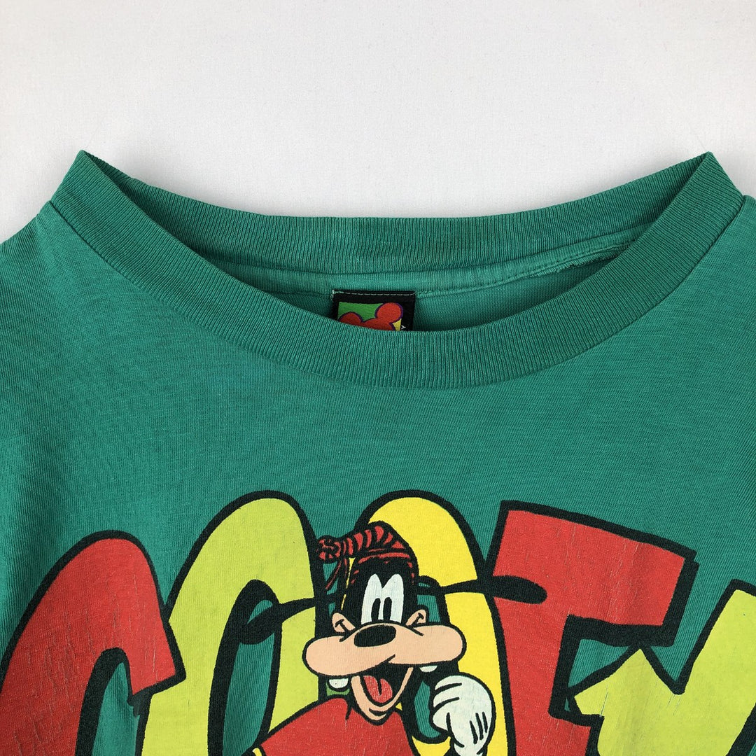 90'S MICKEY UNLIMITED GOOFY character print T-shirt, men's size M equivalent, vintage. cotton green type Vintage Second Hand