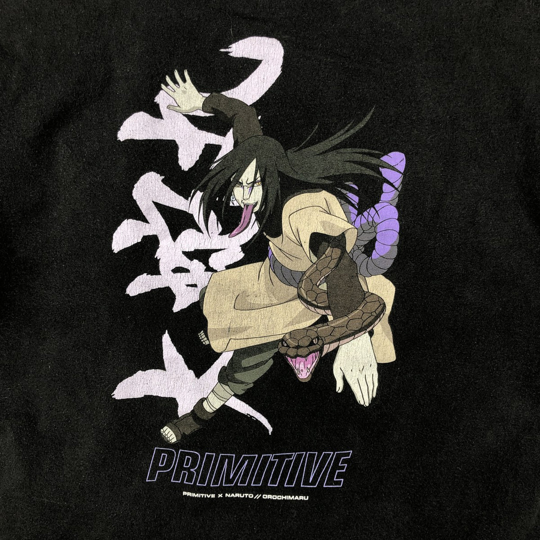 NARUTO SHIPPUDEN Orochimaru Anime Character Print T-Shirt (Men's Size L) cotton black type Vintage Second Hand