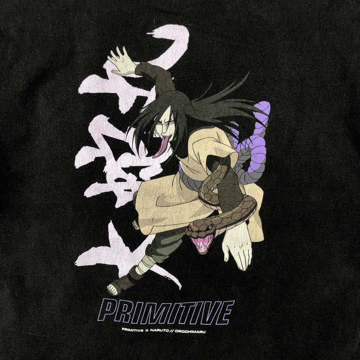 NARUTO SHIPPUDEN Orochimaru Anime Character Print T-Shirt (Men's Size L) cotton black type Vintage Second Hand
