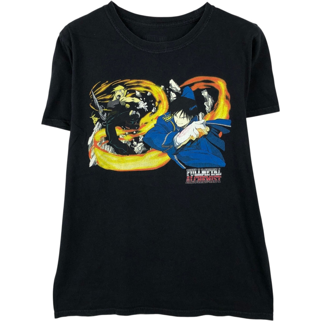 FULLMETAL ALCHEMIST Anime Character Print T-Shirt Men's M Size unclear black type Vintage Second Hand