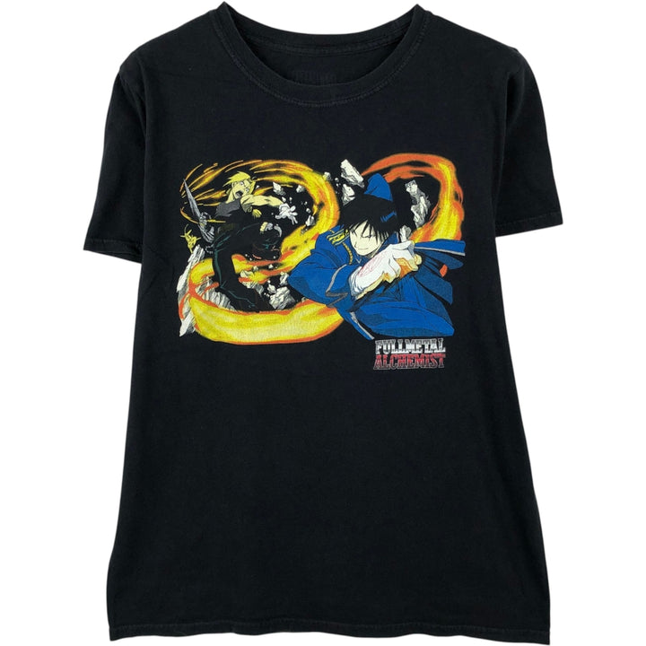 FULLMETAL ALCHEMIST Anime Character Print T-Shirt Men's M Size unclear black type Vintage Second Hand
