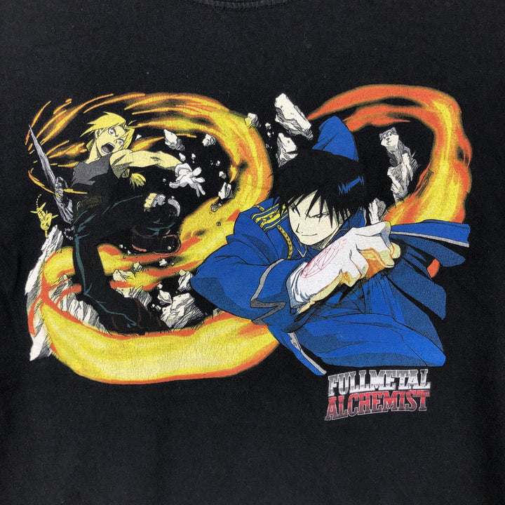 FULLMETAL ALCHEMIST Anime Character Print T-Shirt Men's M Size unclear black type Vintage Second Hand