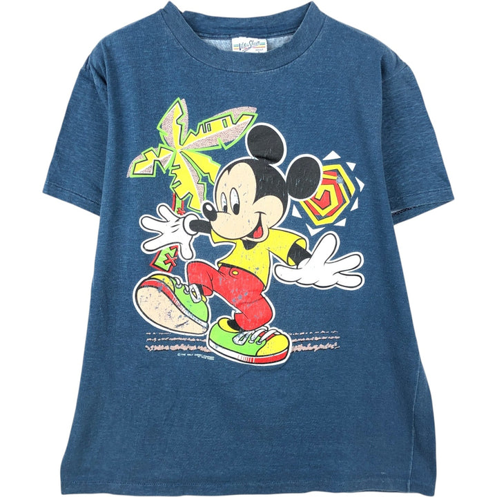 90'S Belbasin MICKEY MOUSE Mickey Mouse character print T-shirt Made in USA Men's L size Vintage cotton navy blue type Vintage Second Hand