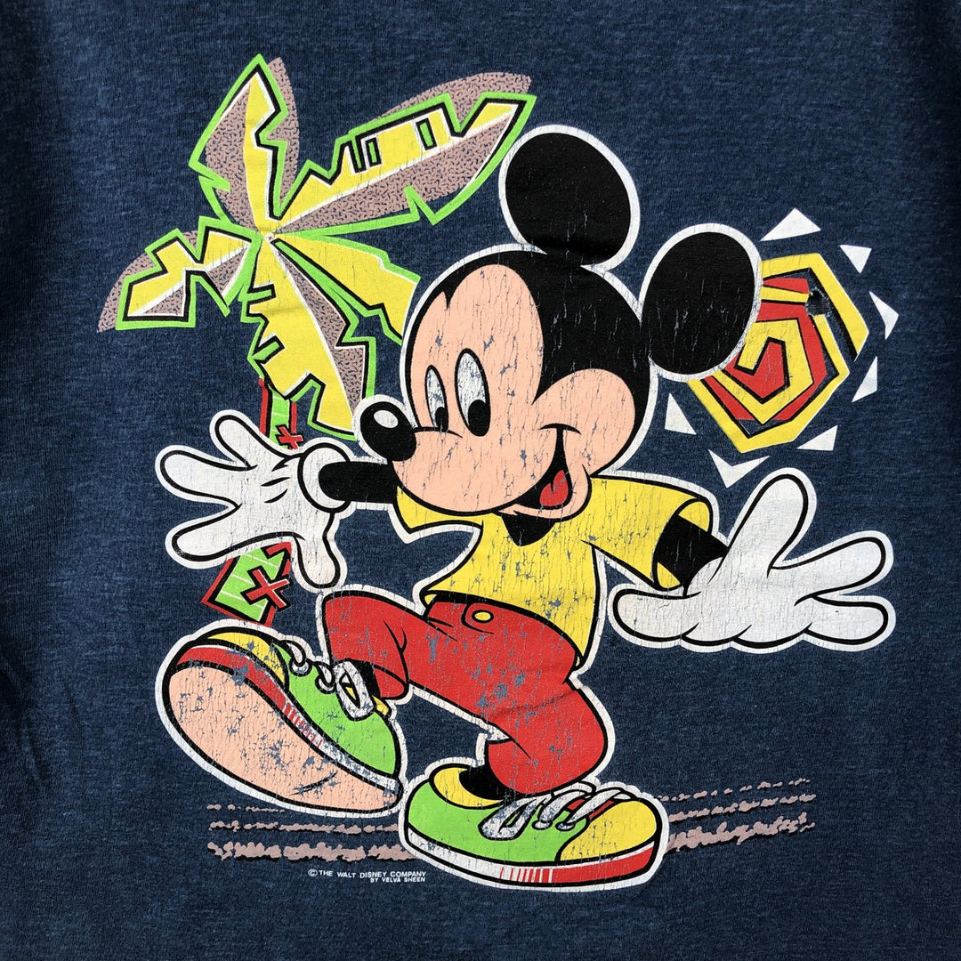 90'S Belbasin MICKEY MOUSE Mickey Mouse character print T-shirt Made in USA Men's L size Vintage cotton navy blue type Vintage Second Hand