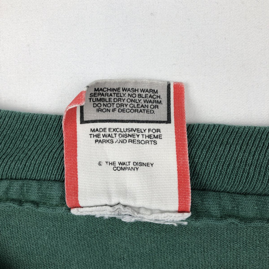 90'S Disney Designs MICKEY MOUSE character print T-shirt, Made in USA, Men's size L equivalent, Vintage cotton Green type dark green Vintage Second Hand