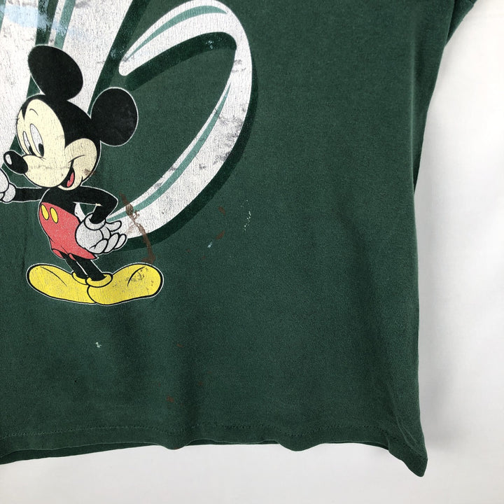 90'S Disney Designs MICKEY MOUSE character print T-shirt, Made in USA, Men's size L equivalent, Vintage cotton Green type dark green Vintage Second Hand