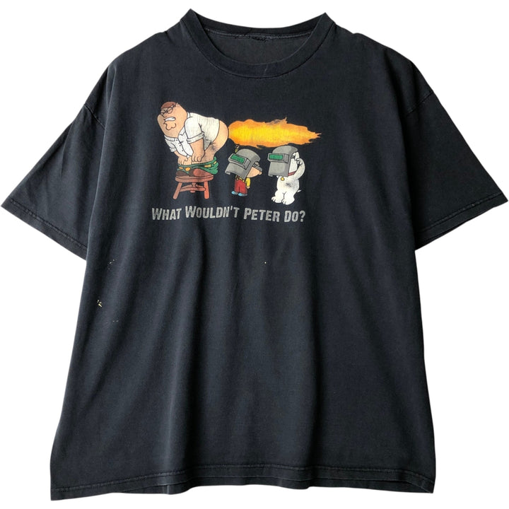 FAMILY GUY Character Print T-Shirt, Men's Size XL (equivalent) unclear black type Vintage Second Hand