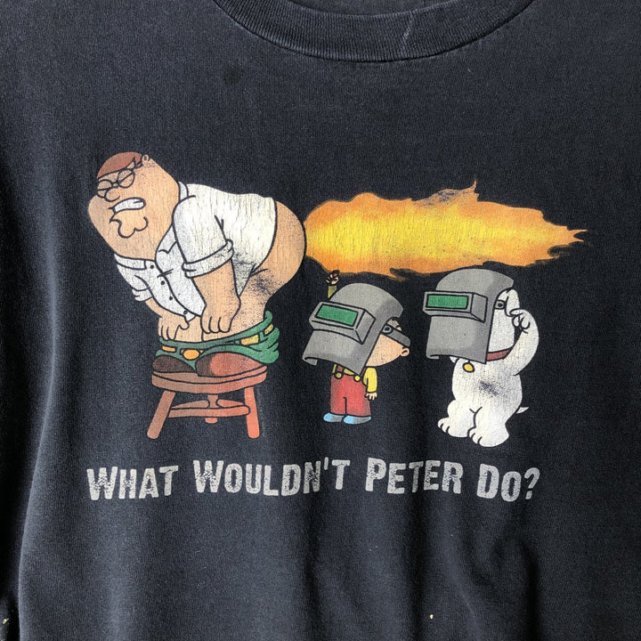 FAMILY GUY Character Print T-Shirt, Men's Size XL (equivalent) unclear black type Vintage Second Hand