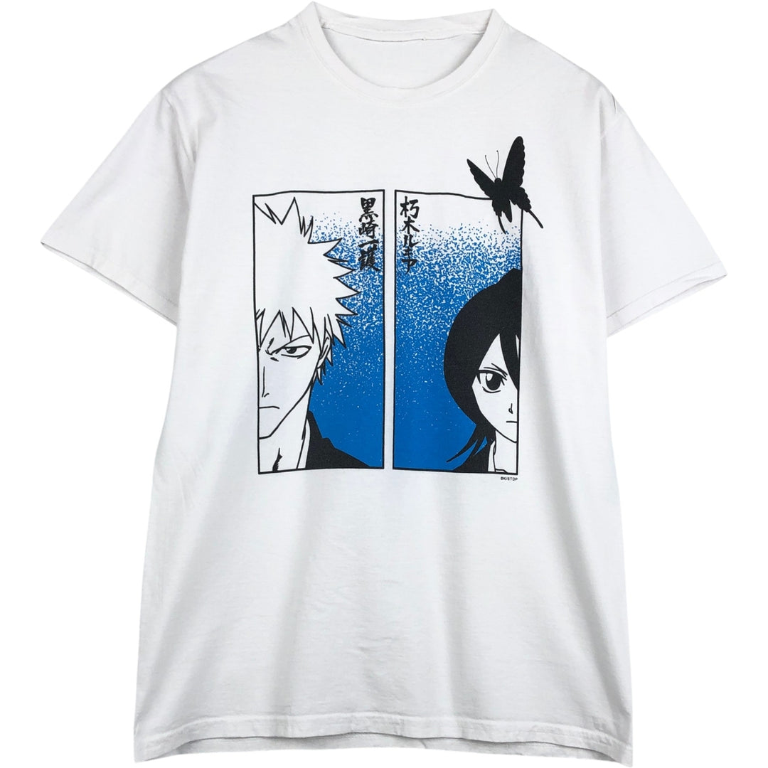 BLEACH Anime Character Print T-Shirt, Men's M Size unclear white type Vintage Second Hand