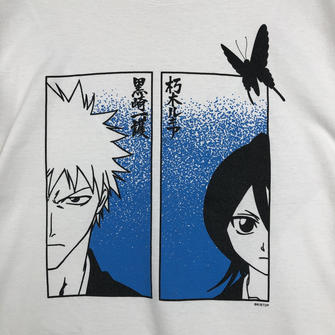 BLEACH Anime Character Print T-Shirt, Men's M Size unclear white type Vintage Second Hand