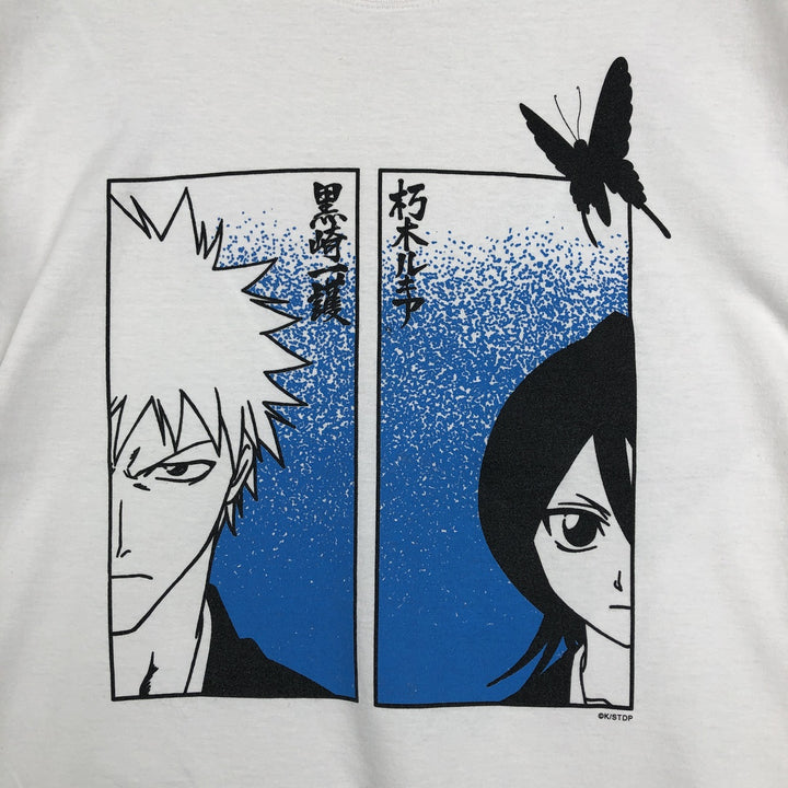 BLEACH Anime Character Print T-Shirt, Men's M Size unclear white type Vintage Second Hand