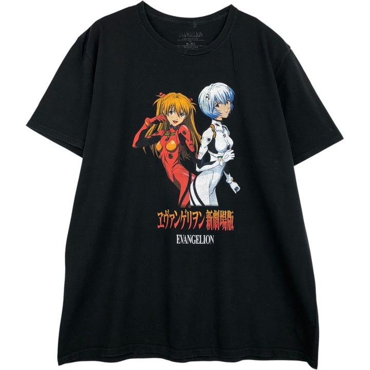 EVANGELION Evangelion Anime Character Print T-Shirt Men's XL cotton black type Vintage Second Hand