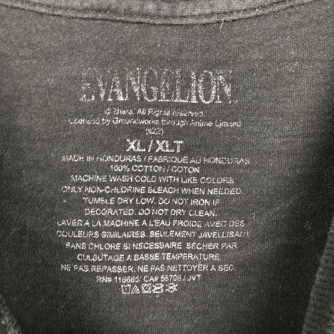 EVANGELION Evangelion Anime Character Print T-Shirt Men's XL cotton black type Vintage Second Hand