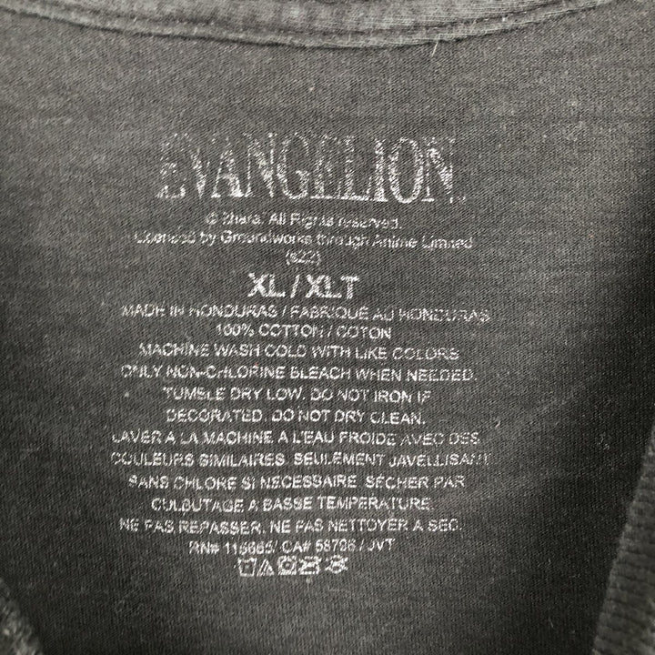 EVANGELION Evangelion Anime Character Print T-Shirt Men's XL cotton black type Vintage Second Hand
