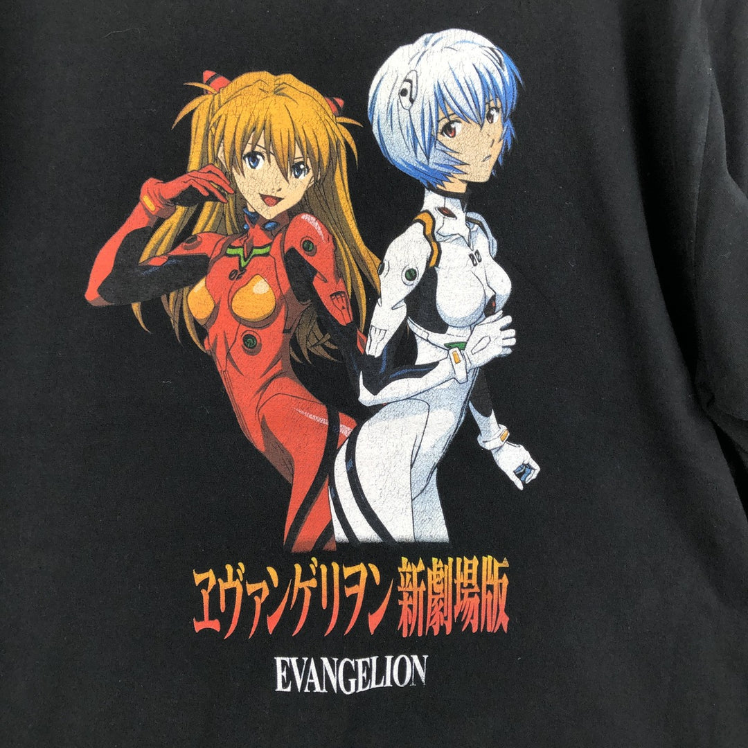 EVANGELION Evangelion Anime Character Print T-Shirt Men's XL cotton black type Vintage Second Hand