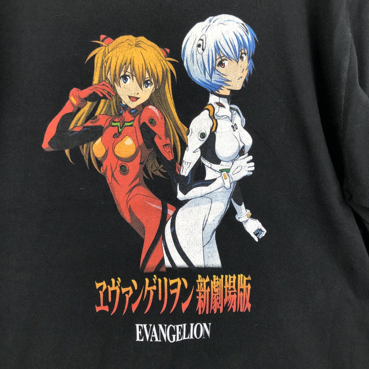 EVANGELION Evangelion Anime Character Print T-Shirt Men's XL cotton black type Vintage Second Hand